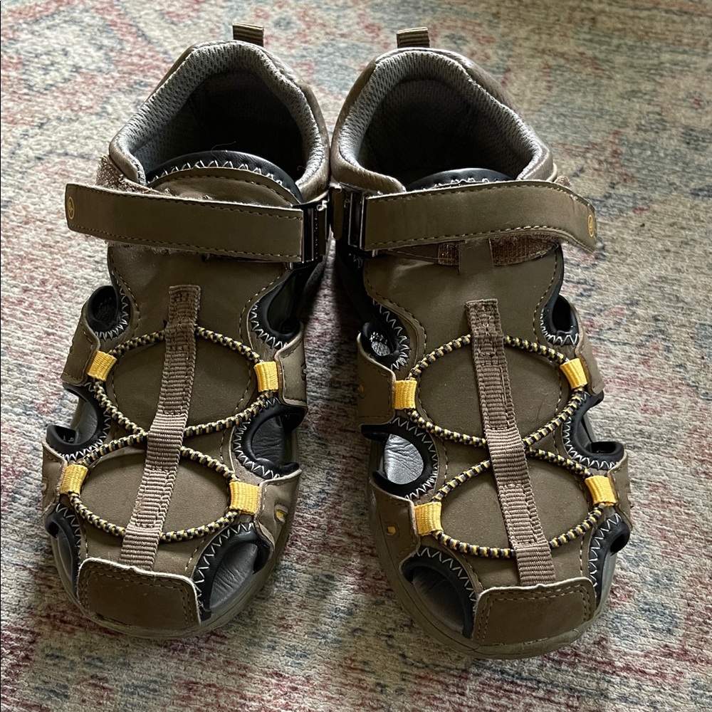 Stride Rite Boys Olive Green and Yellow Sport Sandals